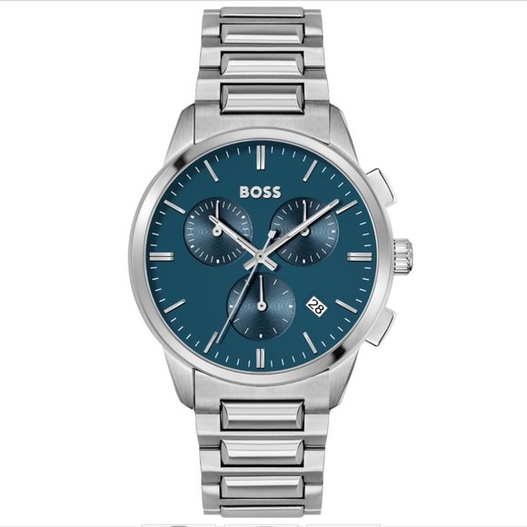 Hugo Boss Dapper Chronograph Blue Dial Stainless Steel Bracelet Watch | 43mm | 1 - Picture 1 of 9